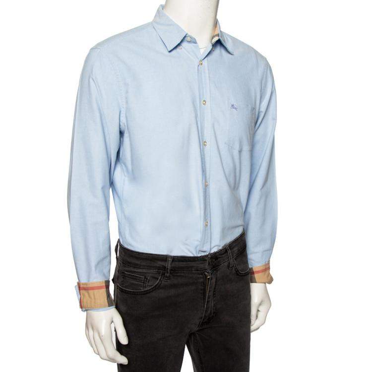 Pre Owned Burberry Brit Blue Cotton Button Front Shirt XL