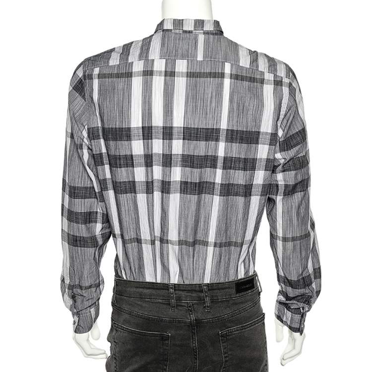 Pre Owned Burberry Brit Grey Checked Cotton Poplin Long Sleeve Shirt L