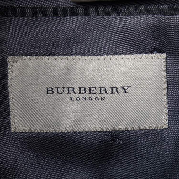 Pre Owned Burberry Charcoal Grey Striped Wool Button Front Blazer XL