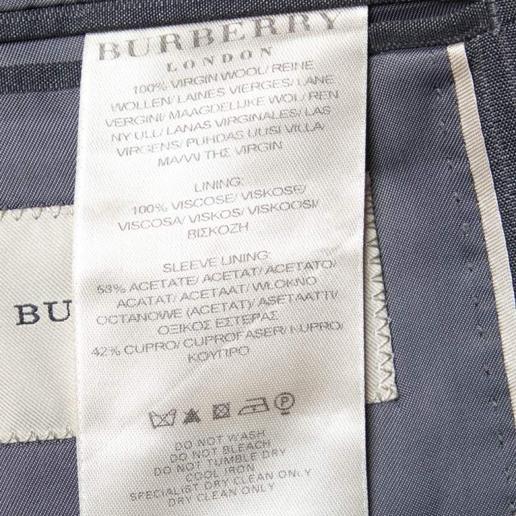 Pre Owned Burberry Charcoal Grey Striped Wool Button Front Blazer XL