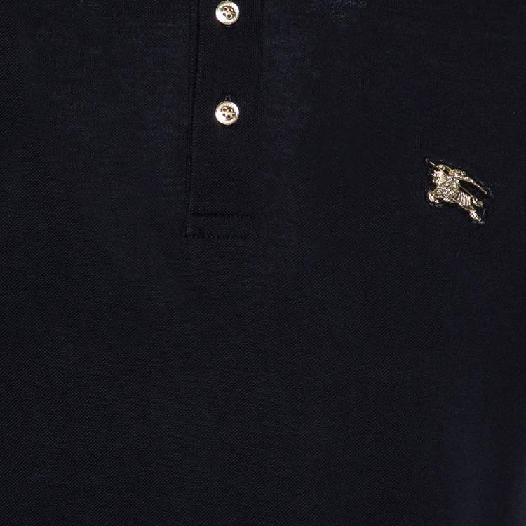 Pre Owned Burberry Black Cotton Pique Talsworth Short Sleeve Polo T-Shirt L