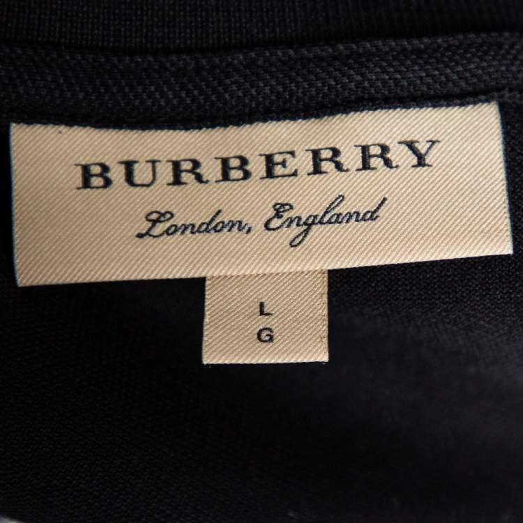 Pre Owned Burberry Black Cotton Pique Talsworth Short Sleeve Polo T-Shirt L