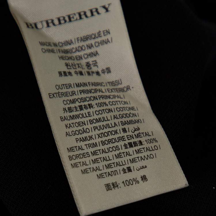 Pre Owned Burberry Black Cotton Pique Talsworth Short Sleeve Polo T-Shirt L