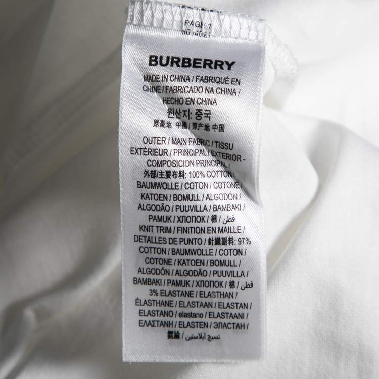 Pre Owned Burberry White Cotton Logo Printed Short Sleeve T-Shirt M