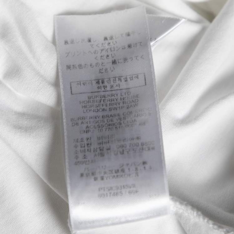 Pre Owned Burberry White Cotton Monogram Logo Printed Short Sleeve T-Shirt M 