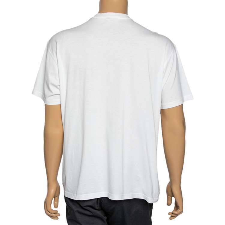 Pre Owned Burberry White Cotton Monogram Logo Printed Short Sleeve T-Shirt M 
