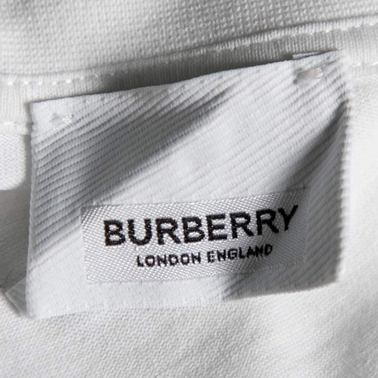 Pre Owned Burberry White Cotton Monogram Logo Printed Short Sleeve T-Shirt M 