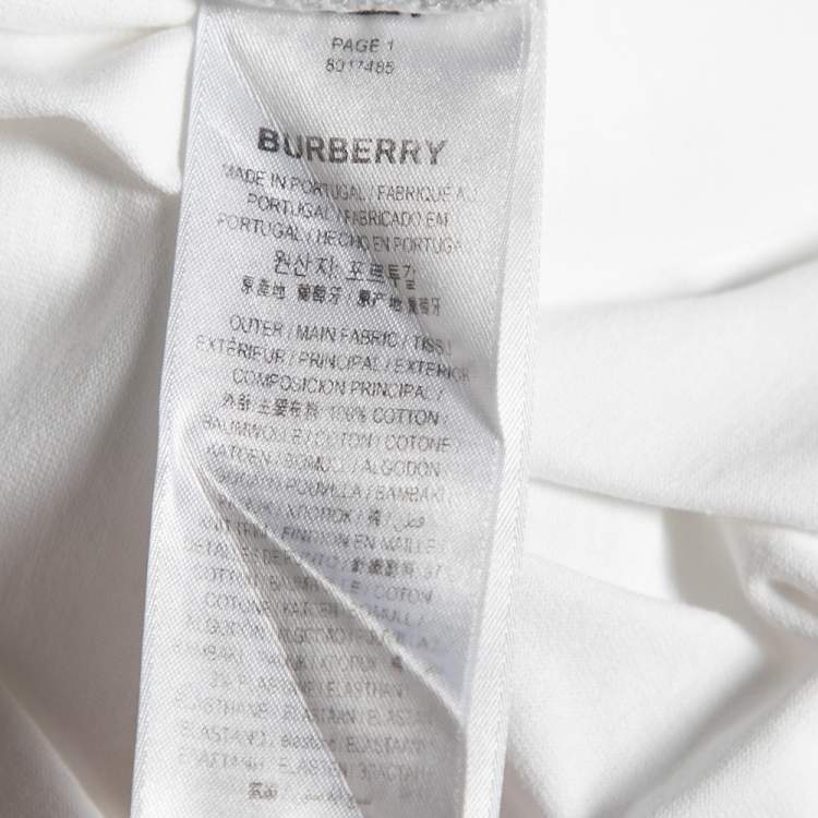 Pre Owned Burberry White Cotton Monogram Logo Printed Short Sleeve T-Shirt M 