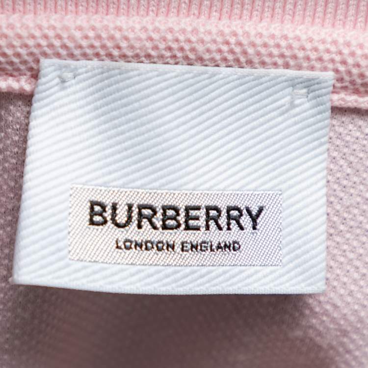 مملوكة مسبقًا Burberry Pink Cotton Pique Logo Embroidered Polo T-Shirt XL