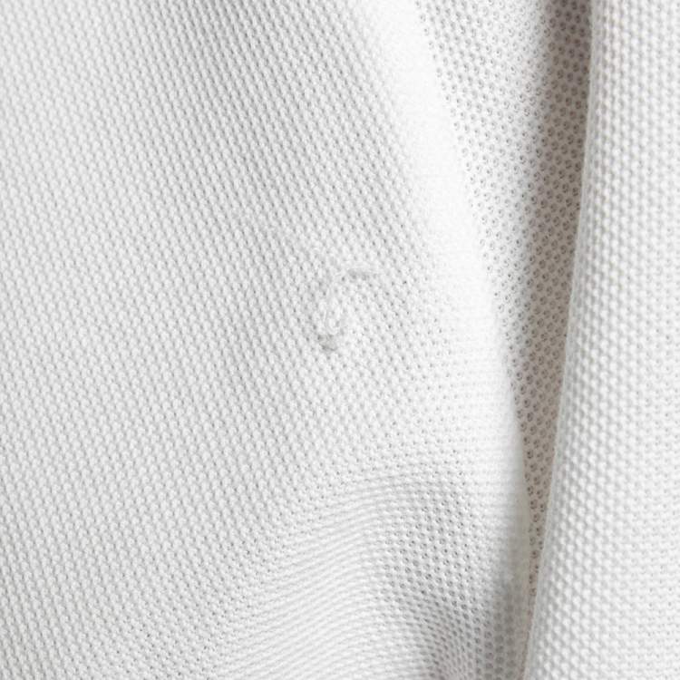 Pre Owned Burberry White Cotton Pique Logo Embroidered Polo T-Shirt XL