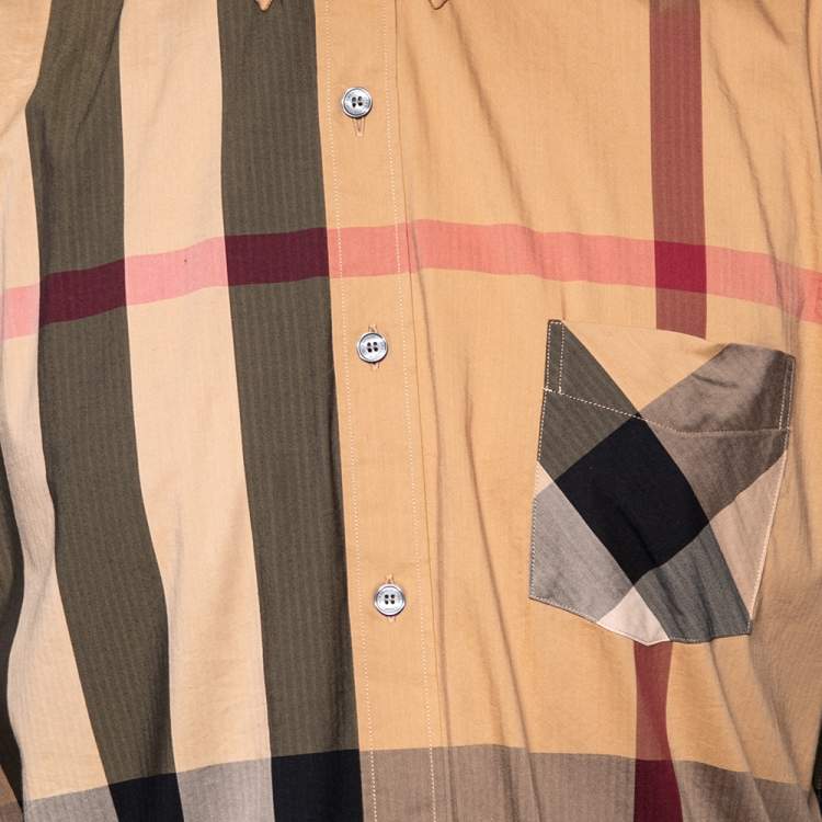 Pre Owned Burberry Beige Novacheck Cotton Button Front Shirt XXL
