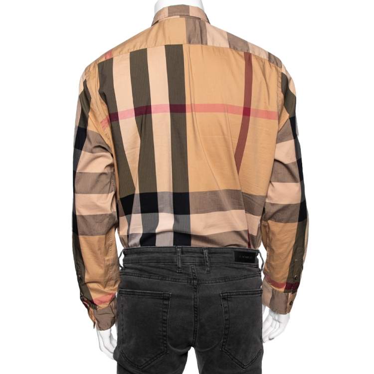 Pre Owned Burberry Beige Novacheck Cotton Button Front Shirt XXL