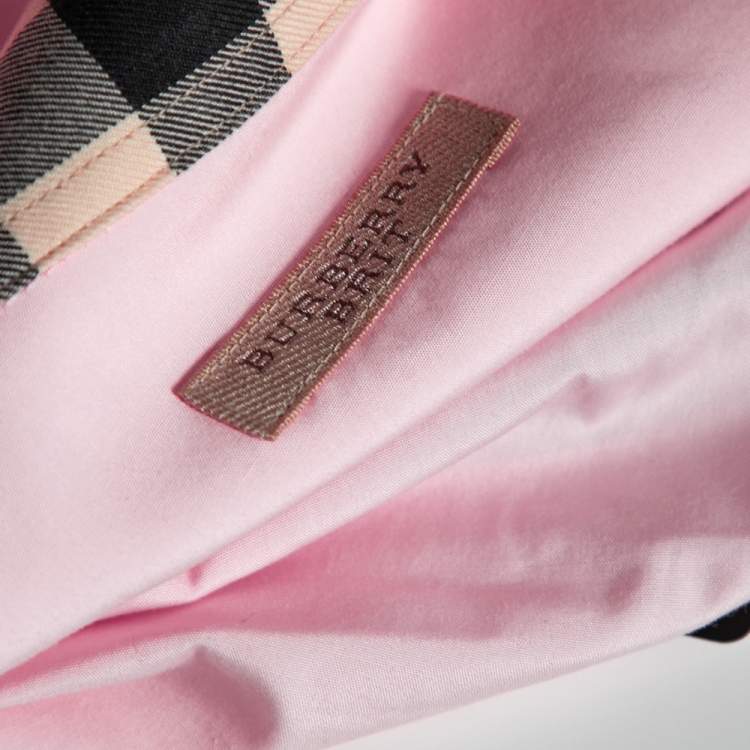Pre Owned Burberry Brit Pink Cotton Button Front Long Sleeve Shirt S