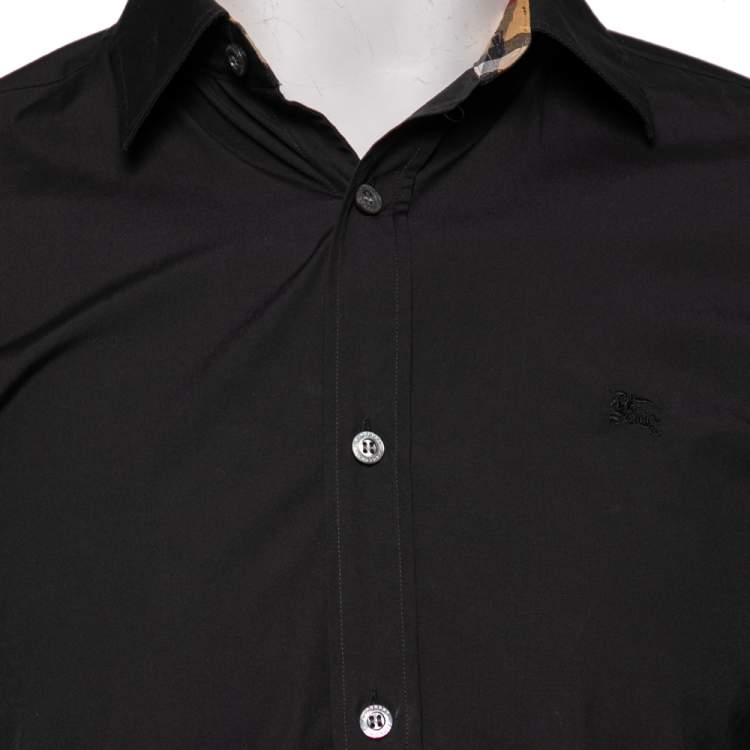 Pre Owned Burberry Black Cotton Button Front Shirt XS