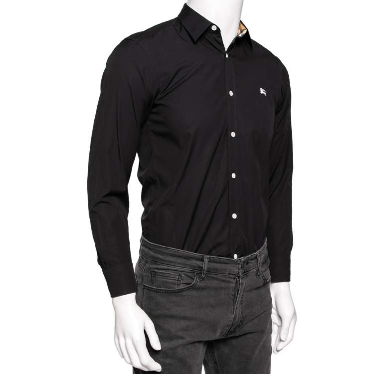 Pre Owned Burberry Black Cotton Button Front Shirt XS