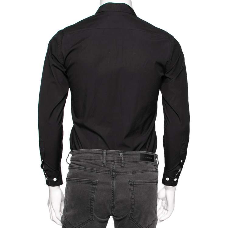 Pre Owned Burberry Black Cotton Button Front Shirt XS