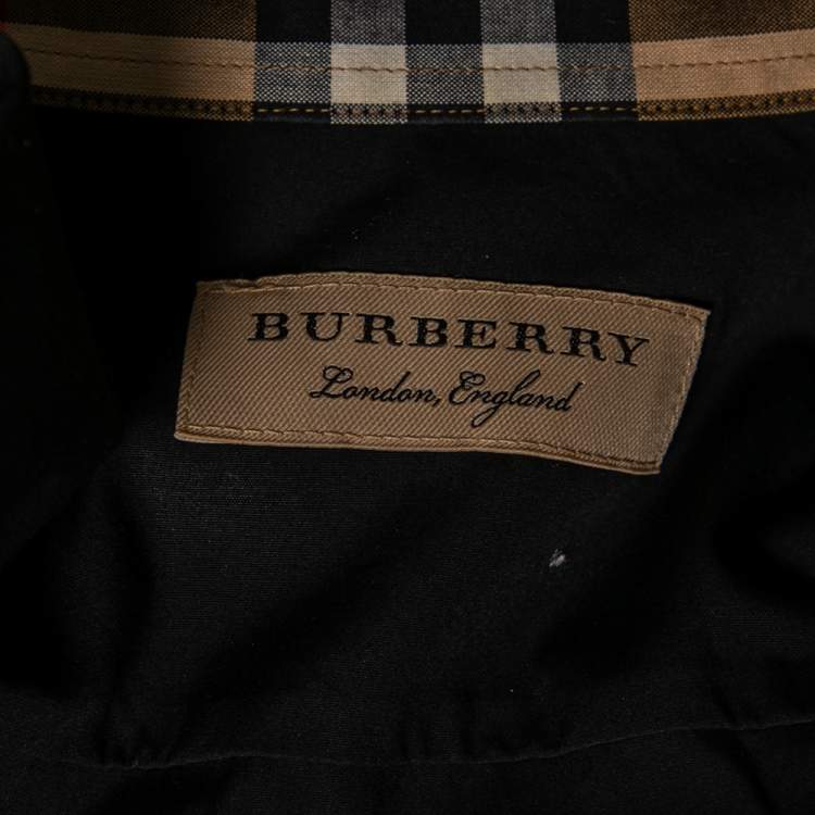 Pre Owned Burberry Black Cotton Button Front Shirt XS