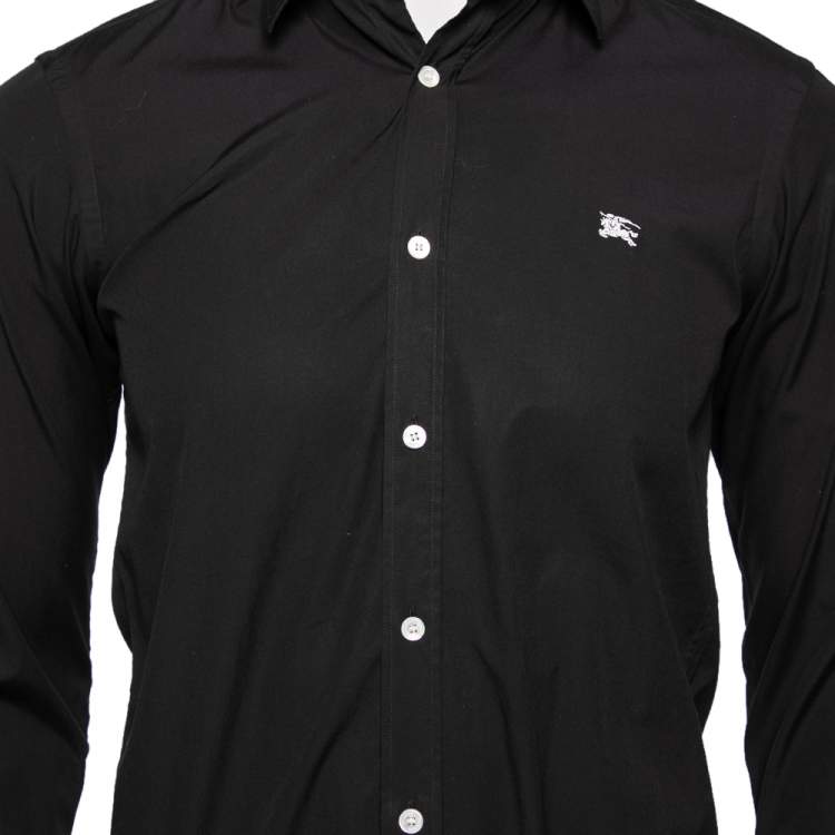 Pre Owned Burberry Black Cotton Button Front Shirt XS
