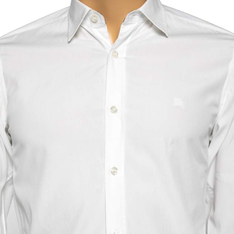 Pre Owned Burberry White Cotton Button Front Shirt XS