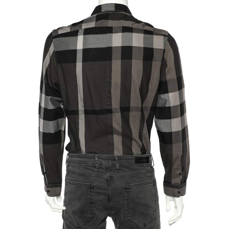 مملوكة مسبقًا Burberry Black Nova Check Cotton Tailored Shirt L