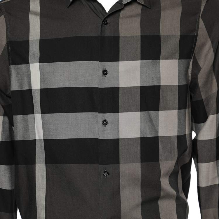 مملوكة مسبقًا Burberry Black Nova Check Cotton Tailored Shirt L