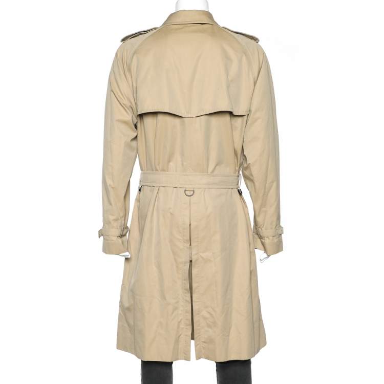 Pre Owned Burberry Beige Cotton Gabardine Long Trench Coat XXL