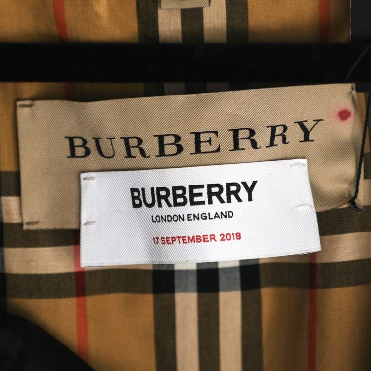 Pre Owned Burberry Black Taffeta Double Breasted Long Coat XL