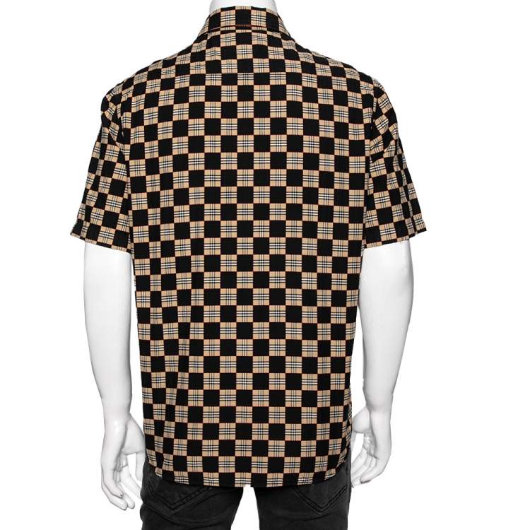Pre Owned Burberry Black and Beige Trulo Check Cotton Shirt M