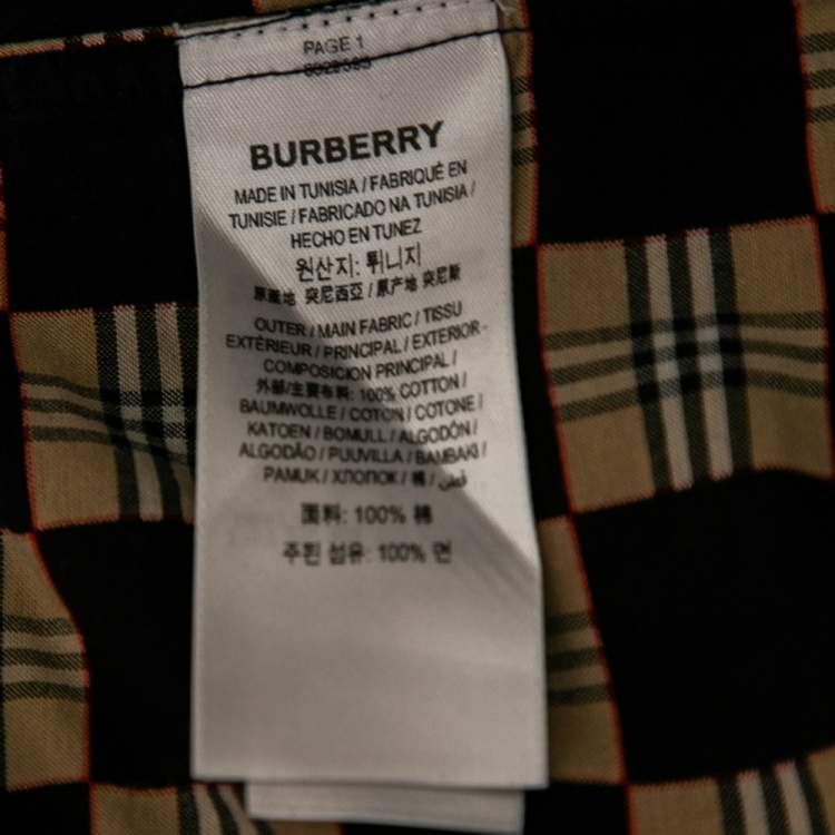 Pre Owned Burberry Black and Beige Trulo Check Cotton Shirt M