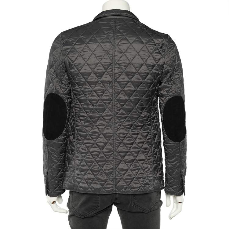 Pre Owned Burberry Charcoal Grey Quilted Synthetic Jacket M
