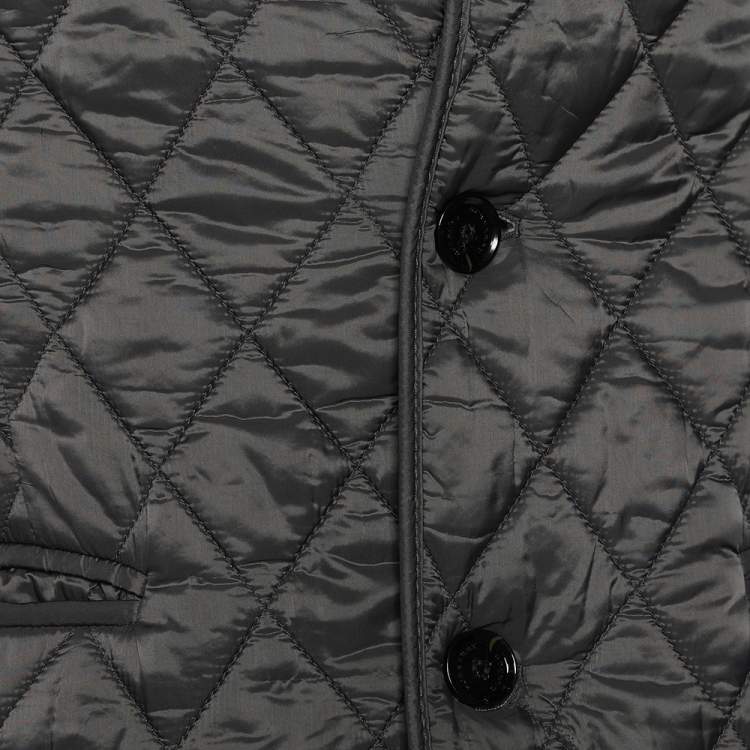 Pre Owned Burberry Charcoal Grey Quilted Synthetic Jacket M