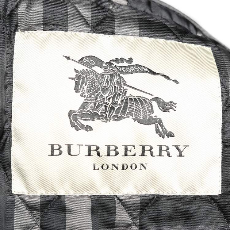 Pre Owned Burberry Charcoal Grey Quilted Synthetic Jacket M