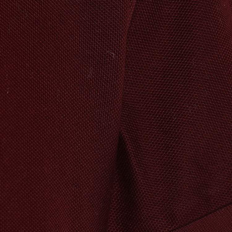 Pre Owned Burberry Maroon Cotton Pique Logo Embroidered Polo T-Shirt XXL