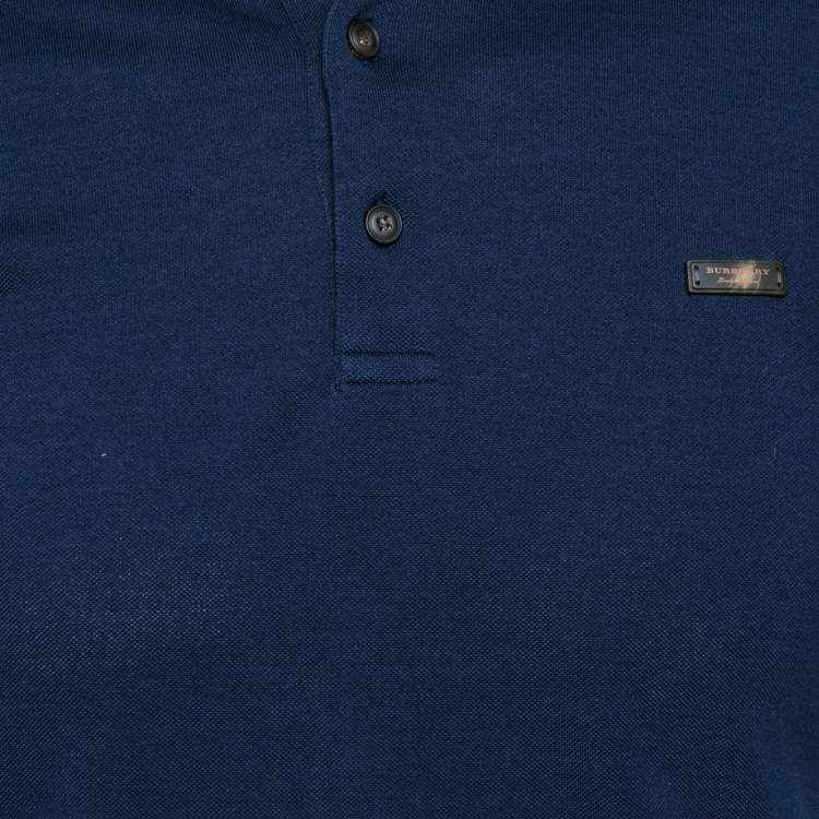 Pre Owned Burberry Navy Blue Short Sleeve Polo T-Shirt M