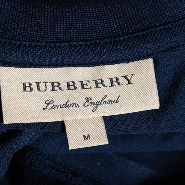 Pre Owned Burberry Navy Blue Short Sleeve Polo T-Shirt M