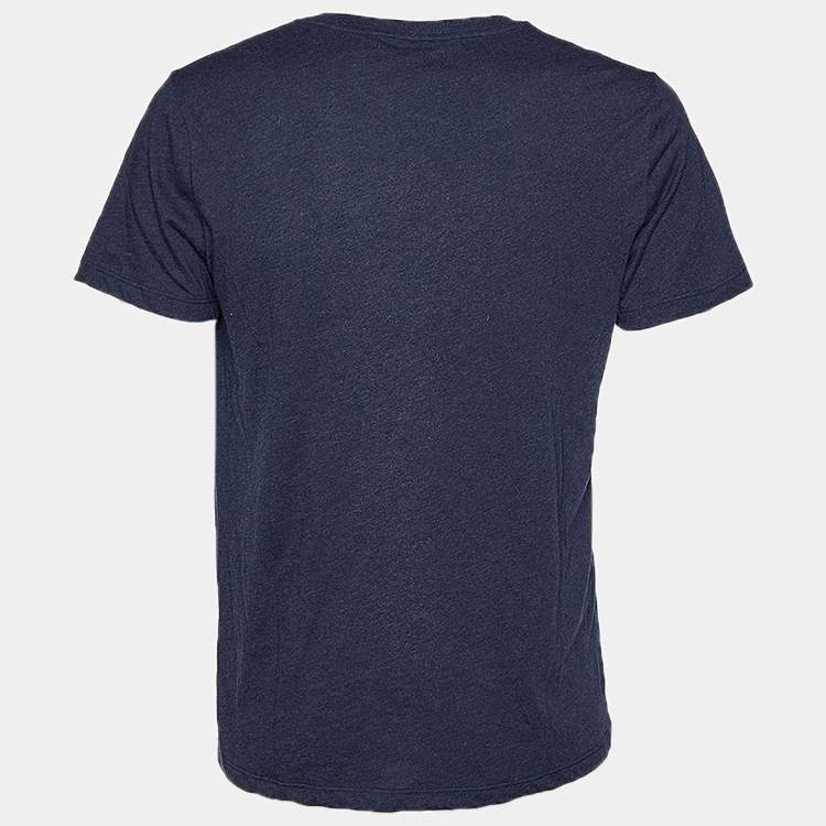 مملوكة مسبقًا Burberry Navy Blue Logo Printed Crew Neck T-Shirt M