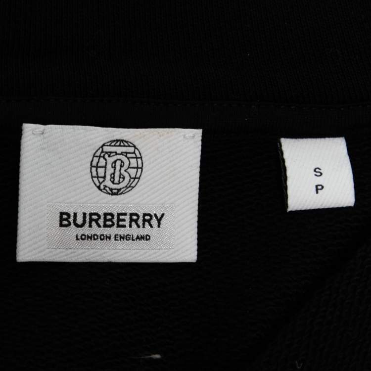 Pre Owned Burberry Black Love Print Cotton Zip Front Hooded Jacket S