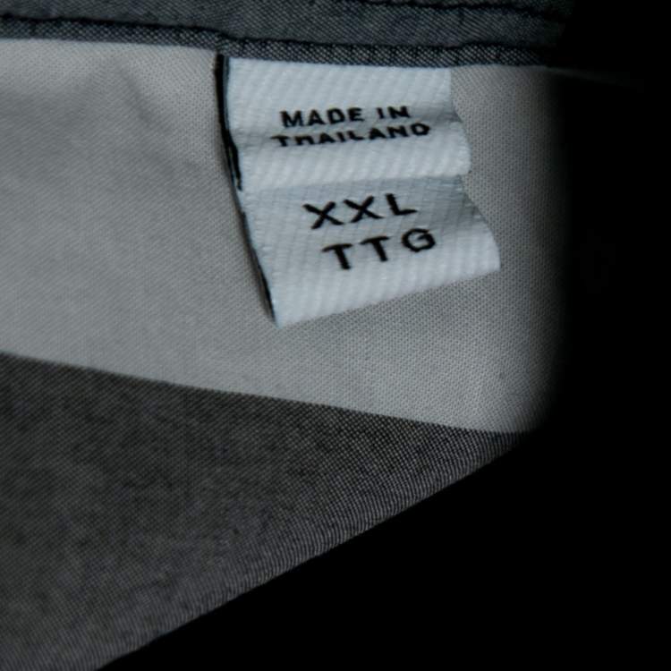 Pre Owned Burberry Navy Blue Checked Cotton Short Sleeve Shirt XXL