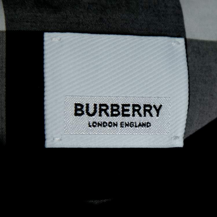 Pre Owned Burberry Navy Blue Checked Cotton Short Sleeve Shirt XXL