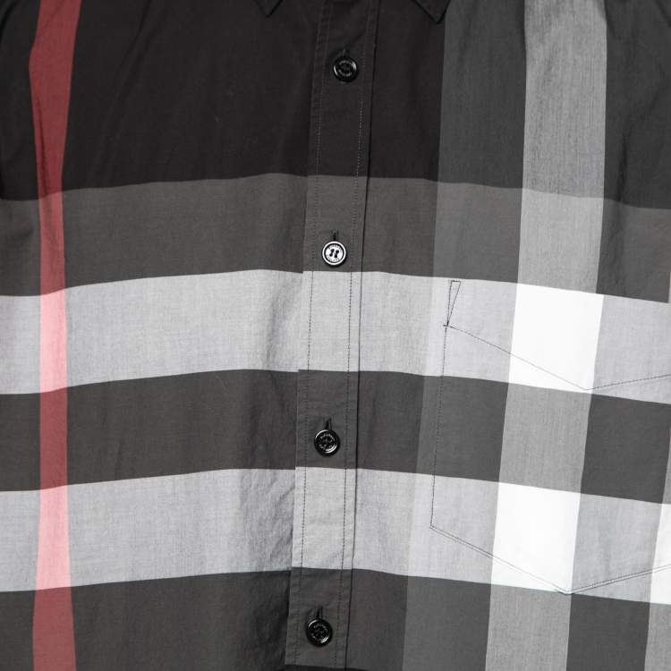 Pre Owned Burberry Black Checked Cotton Button Front Shirt XXL