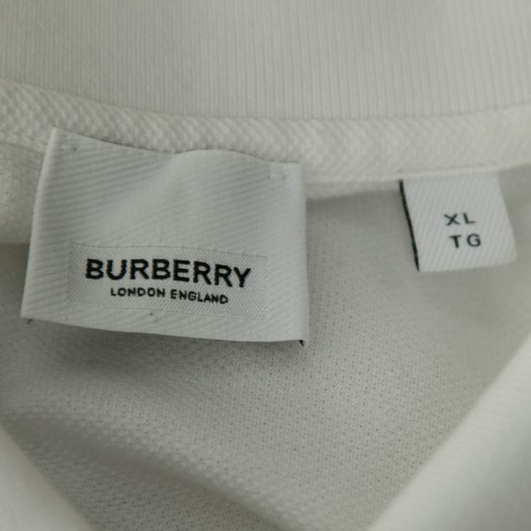 مملوكة مسبقًا Burberry White Cotton Polo T-Shirt XL