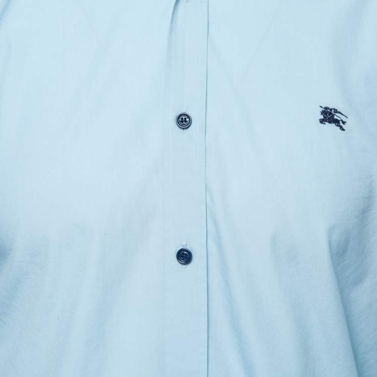 Pre Owned Burberry Blue Cotton Button Front Shirt M