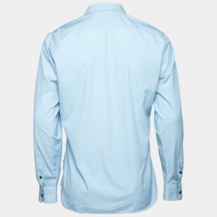 Pre Owned Burberry Blue Cotton Button Front Shirt M