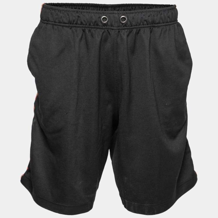 Pre Owned Burberry Black Knit Side Check Stripe Drawstring Shorts M