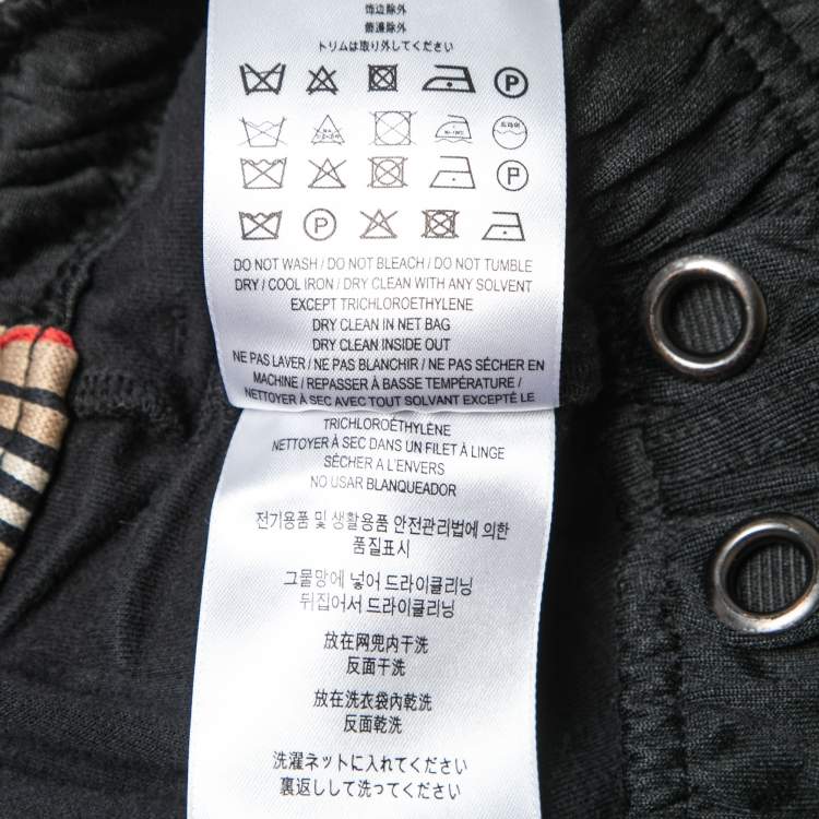 Pre Owned Burberry Black Knit Side Check Stripe Drawstring Shorts M