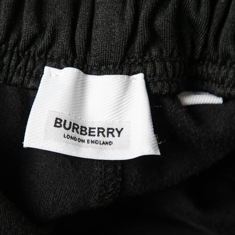 Pre Owned Burberry Black Knit Side Check Stripe Drawstring Shorts M