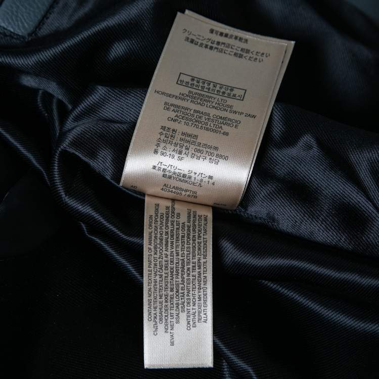 Pre Owned Burberry Grey Leather Zip Front Long Sleeve Jacket XL
