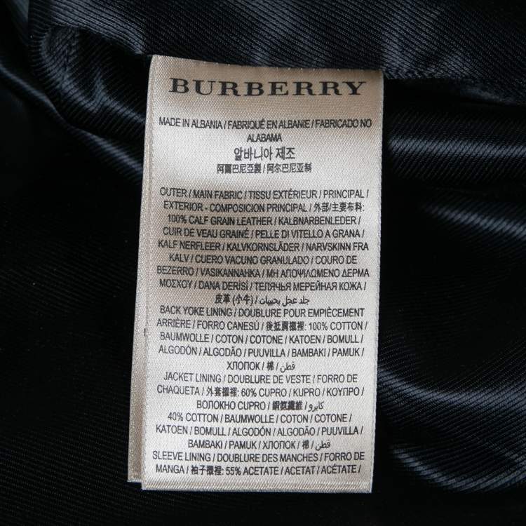 Pre Owned Burberry Grey Leather Zip Front Long Sleeve Jacket XL