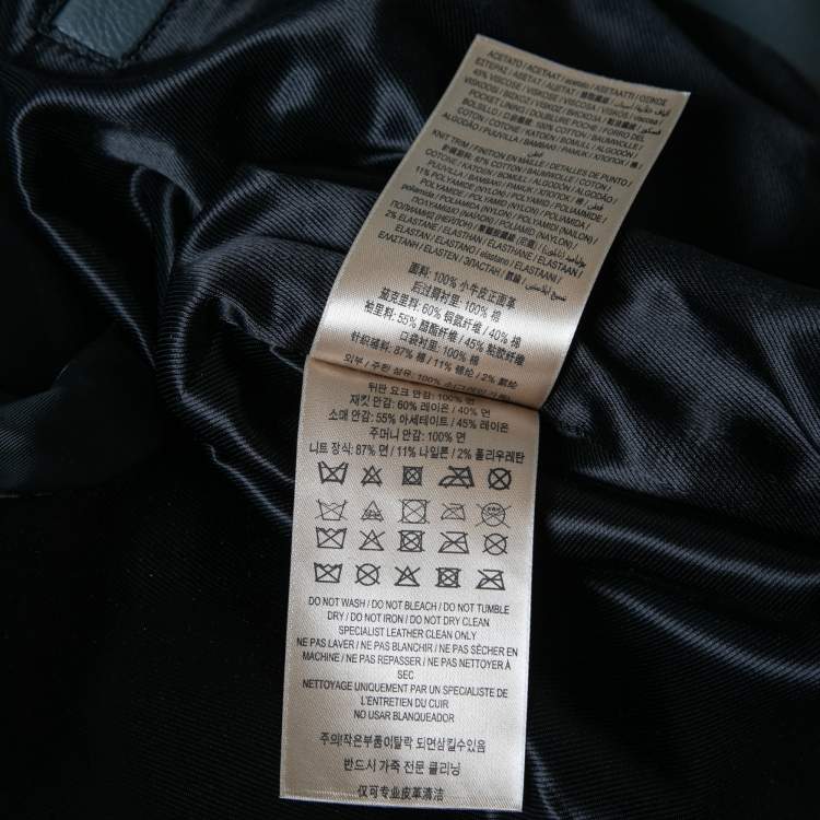 Pre Owned Burberry Grey Leather Zip Front Long Sleeve Jacket XL