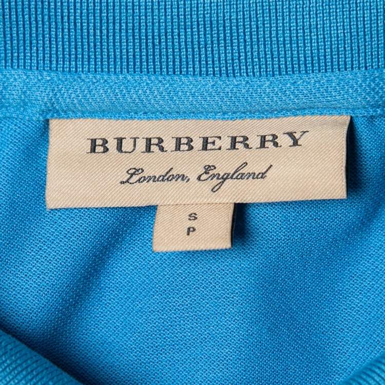 Pre Owned Burberry Blue Cotton Polo T-Shirt S